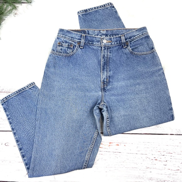 👖|•LEVI'S•| Old School 550 Tapered Leg Relaxed Fit Jean Sz 12 Mis SHORT - Picture 2 of 4
